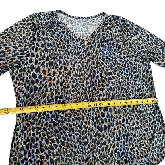 NY Collection Roll Tab Zip Front Jacquard Knit Top Size 2X - Picture 11 of 17